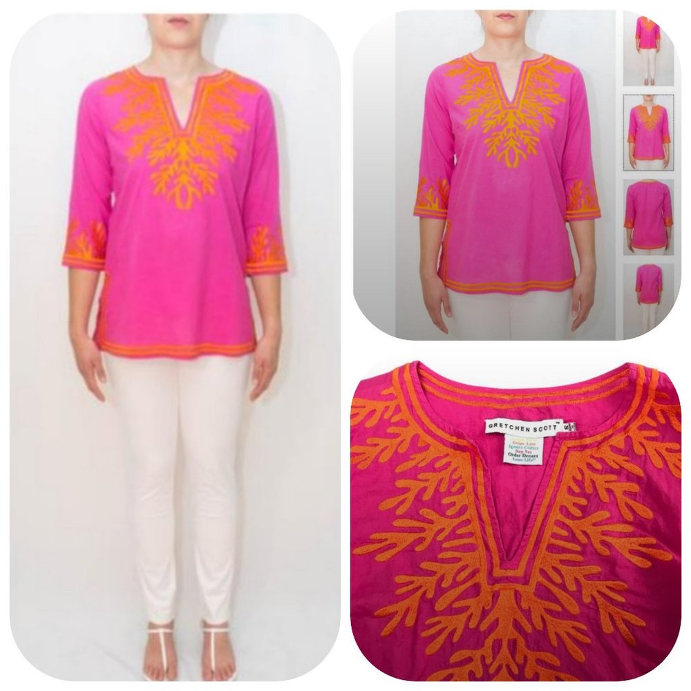 Gretchen Scott cotton reef embroidery tunic/top